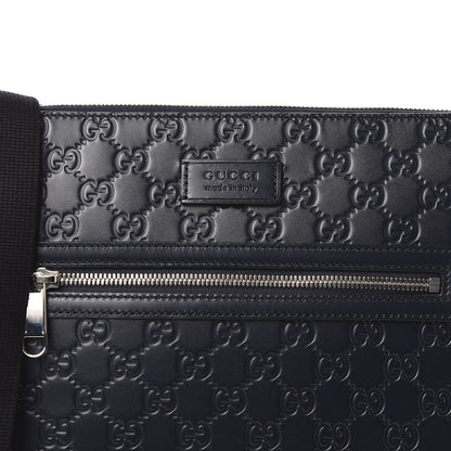 Gucci Guccissima Signature Medium Flat Messenger Bag Blue 9 of 9