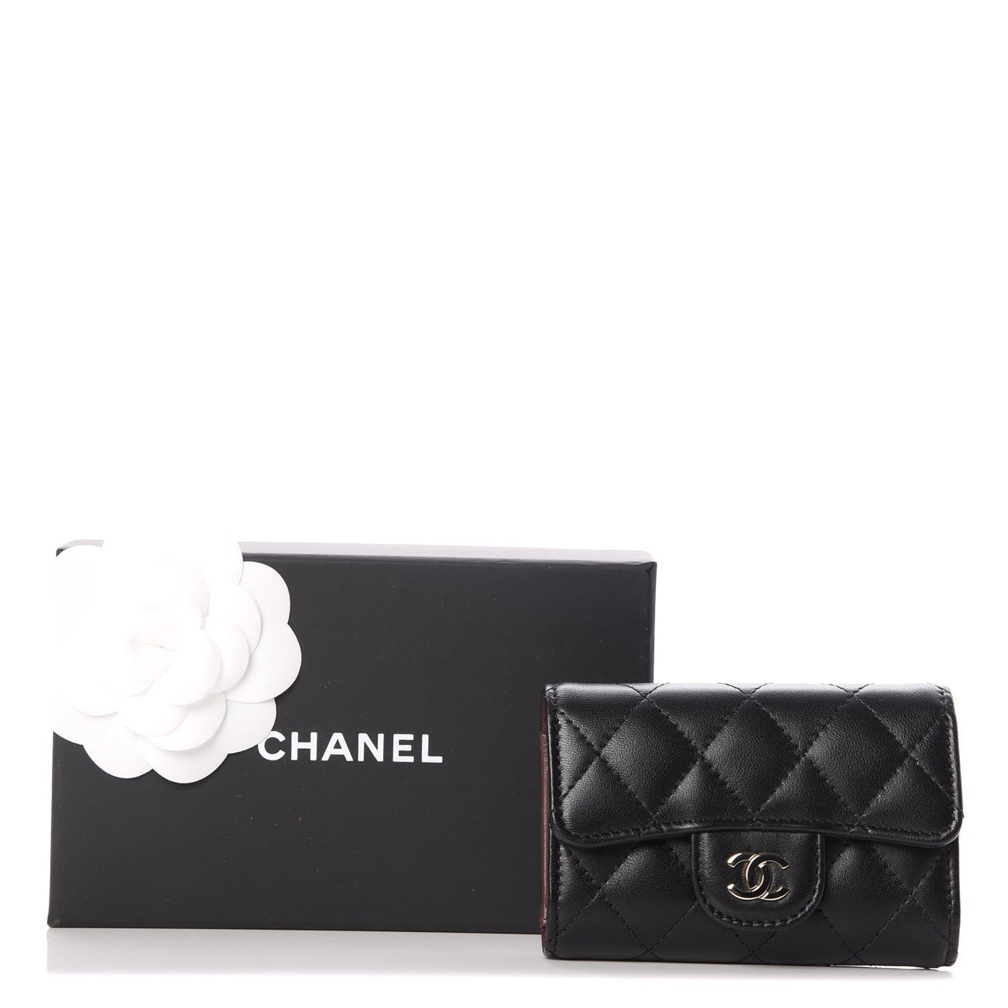 Lambskin Quilted 4 Key Holder Black