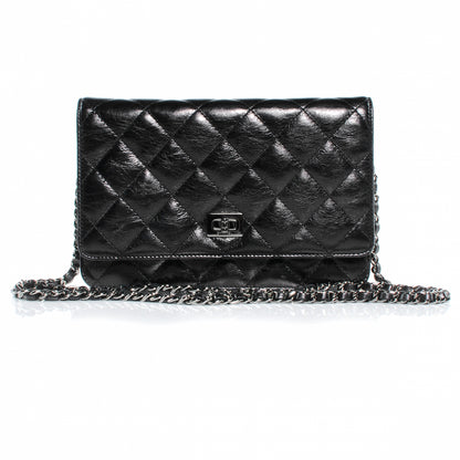 Chanel Glazed Calfskin Reissue Wallet On Chain WOC Black 1 of 9
