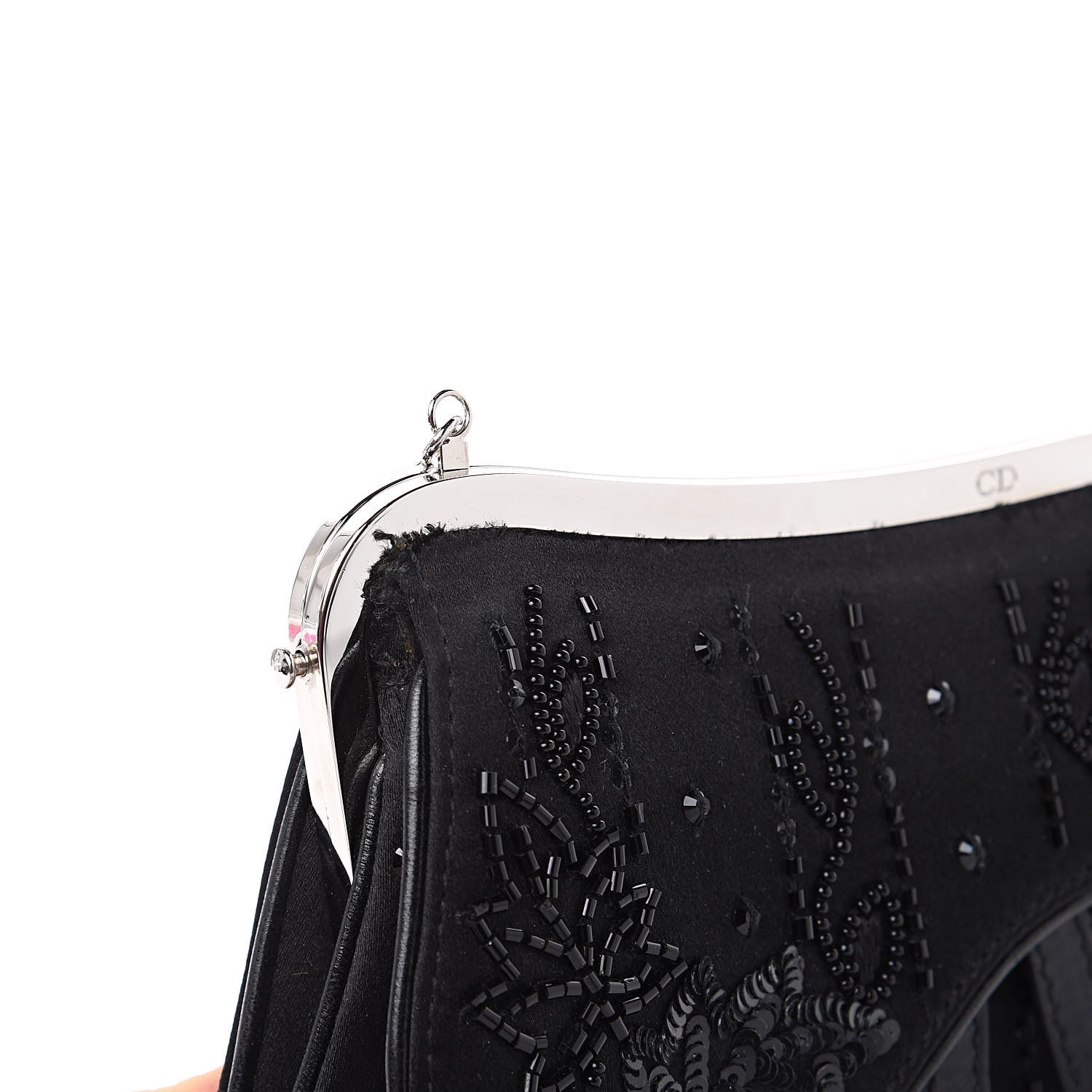 Christian Dior Satin Bead Embroidered Mini Frame Saddle Black 8 of 8