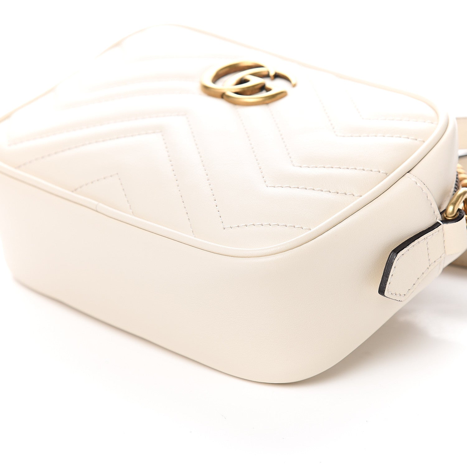 Gucci Calfskin Matelasse Mini GG Marmont Chain Shoulder Bag White 8 of 9
