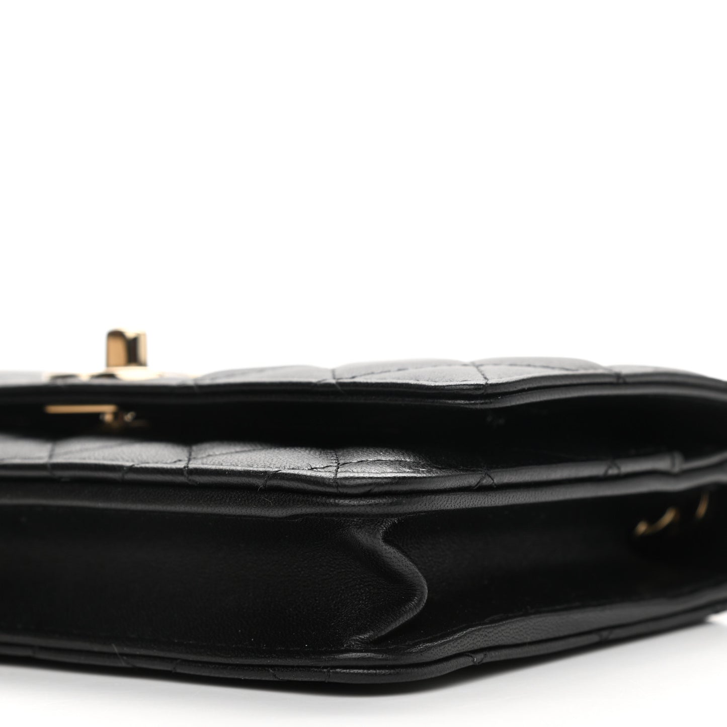 Lambskin Quilted Trendy CC Wallet On Chain WOC Black