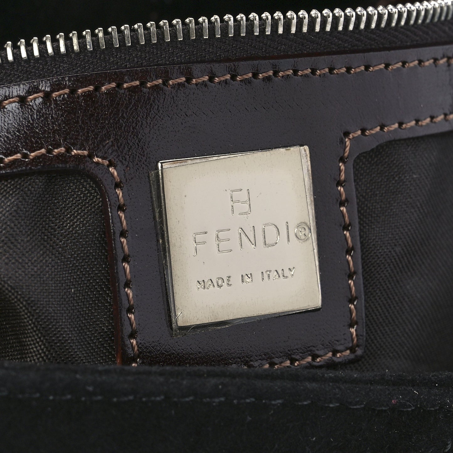 Suede Calfskin Mama Baguette Black