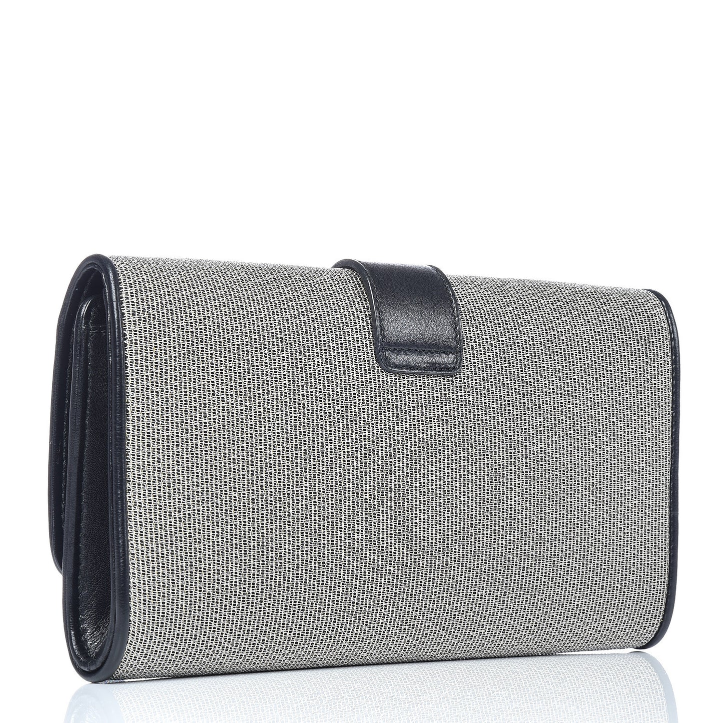 Metallic Mesh Calfskin Classic Y Ligne Clutch Silver Black
