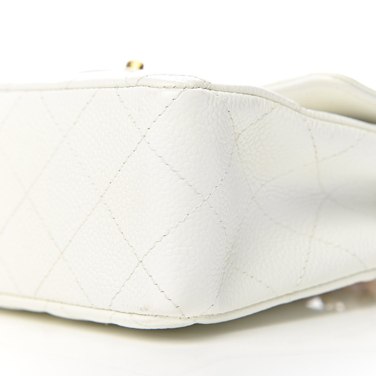 Caviar Quilted Mini Square Flap White