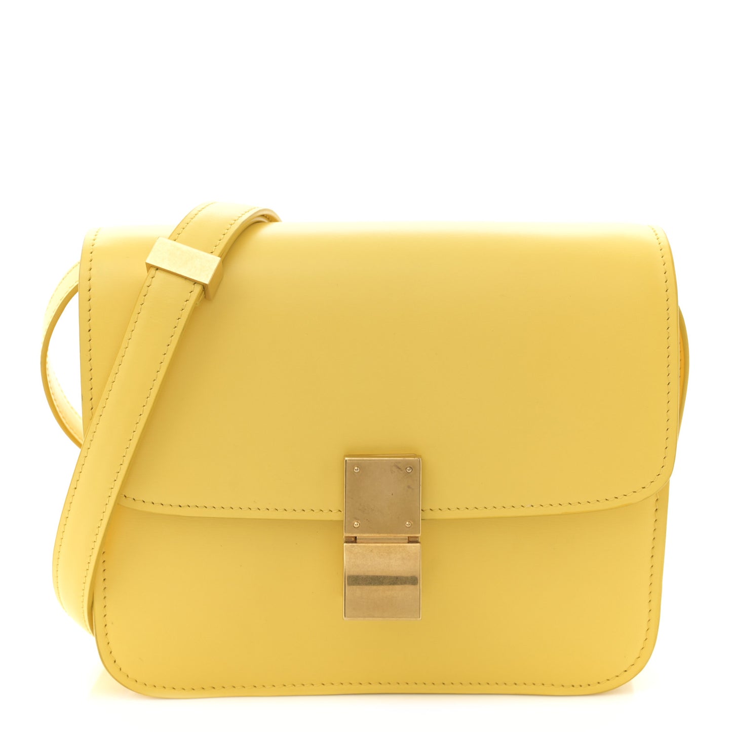 Box Calfskin Teen Classic Box Flap Bag Yellow