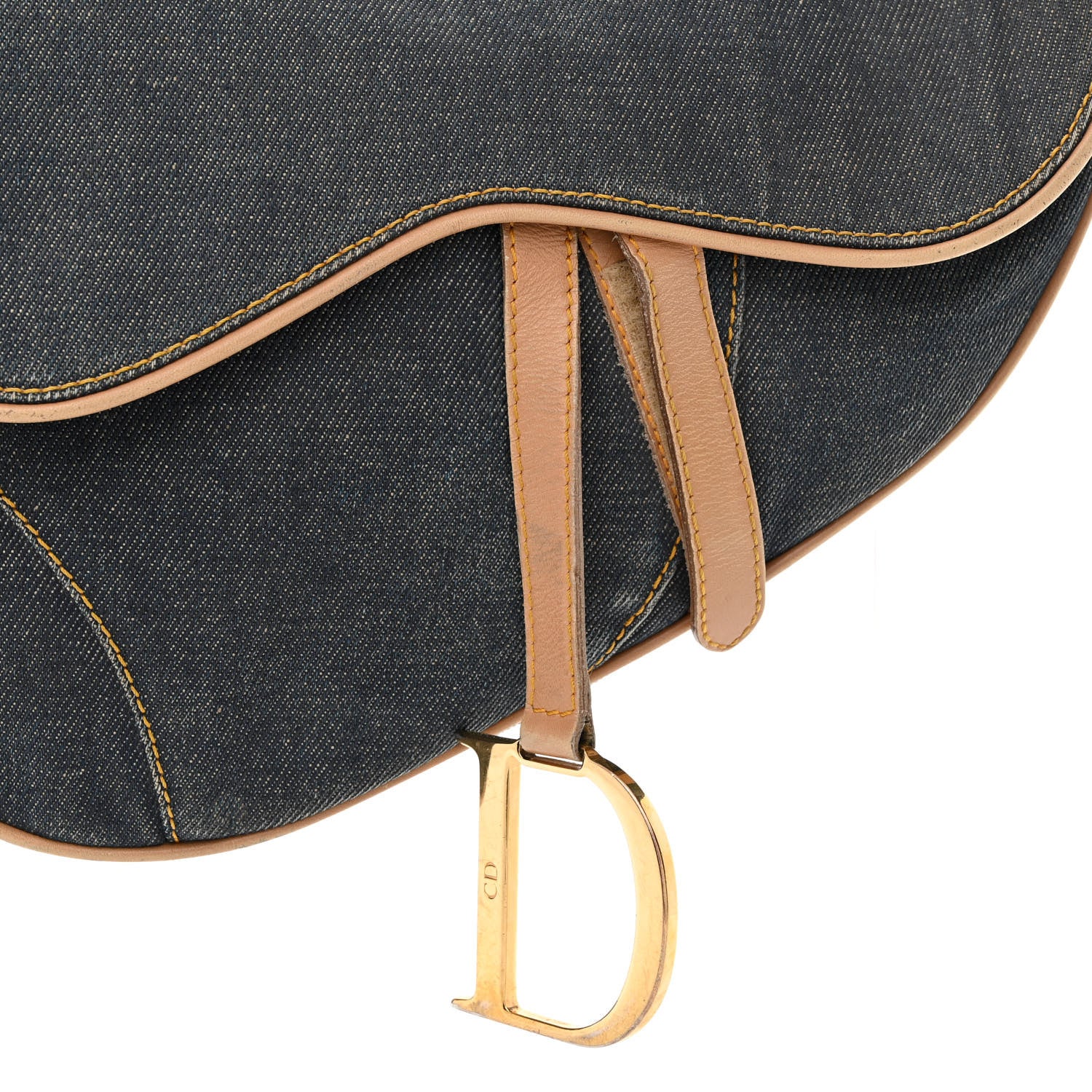 Christian Dior Denim Calfskin Saddle Bag Blue 9 of 14