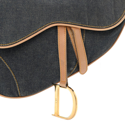 Christian Dior Denim Calfskin Saddle Bag Blue 9 of 14