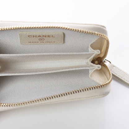 Chanel Caviar Quilted Zip Around Coin Purse Ivory 5 of 7