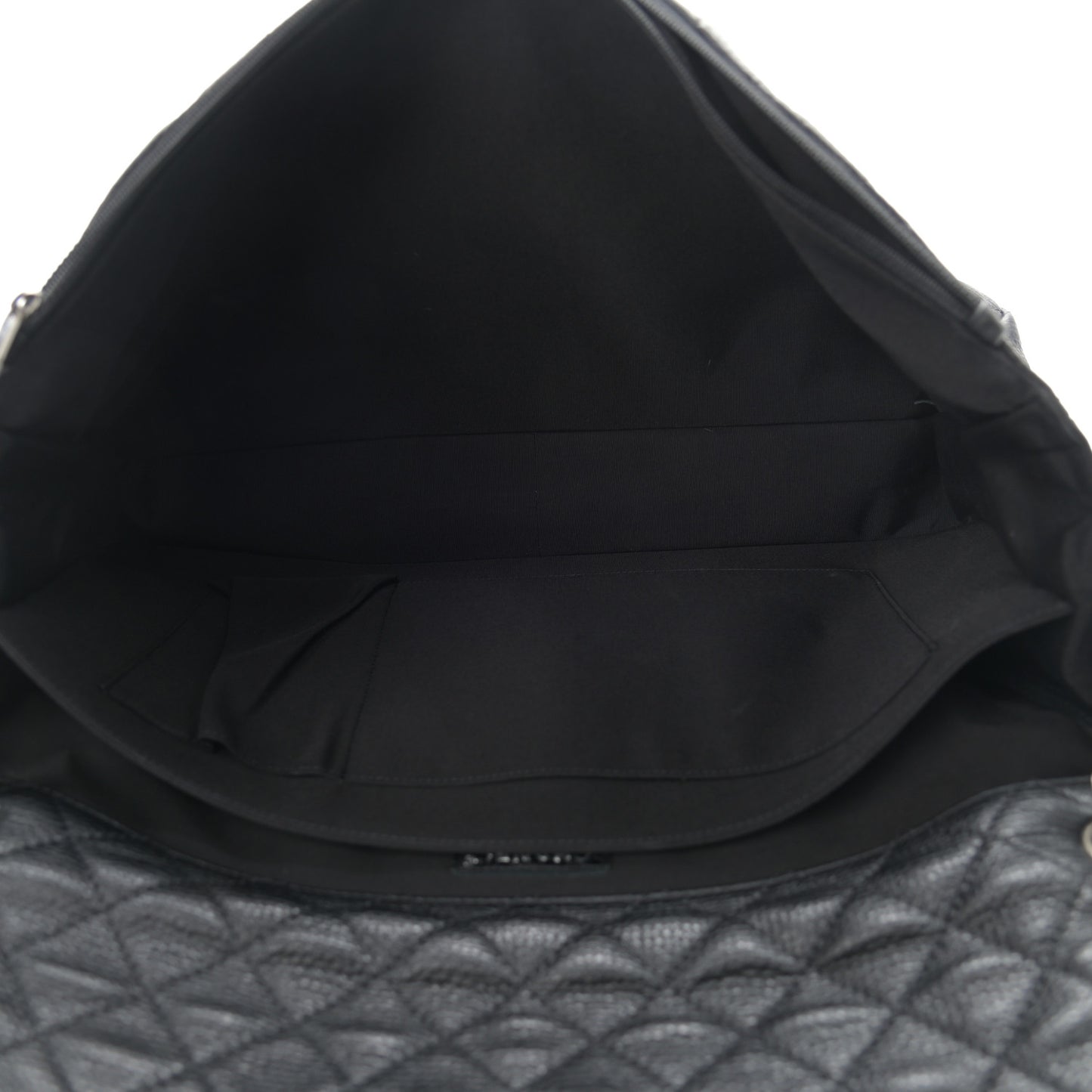 Calfskin Quilted XXL Travel Flap Bag Black