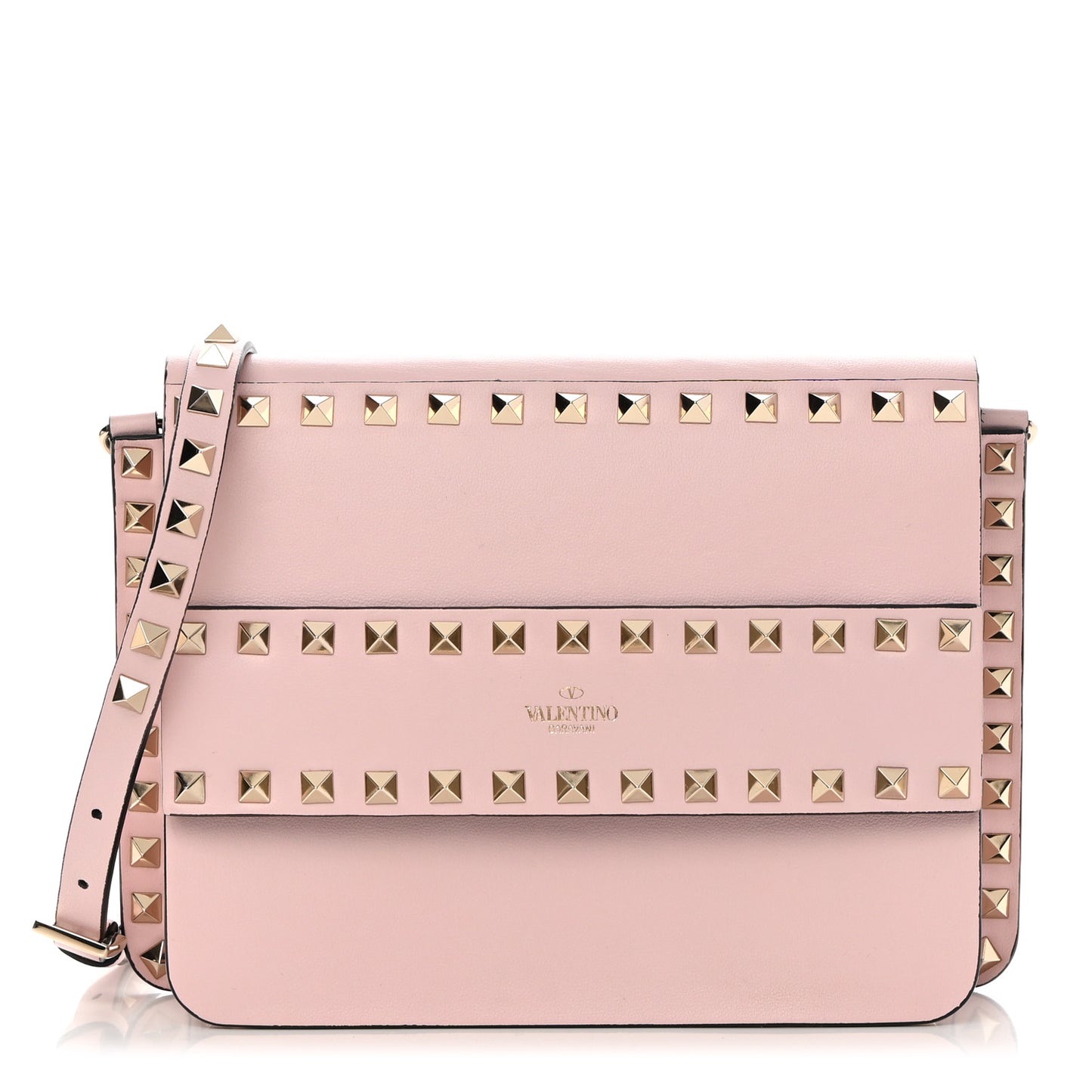 Vitello Rockstud Side Slip Crossbody Pink