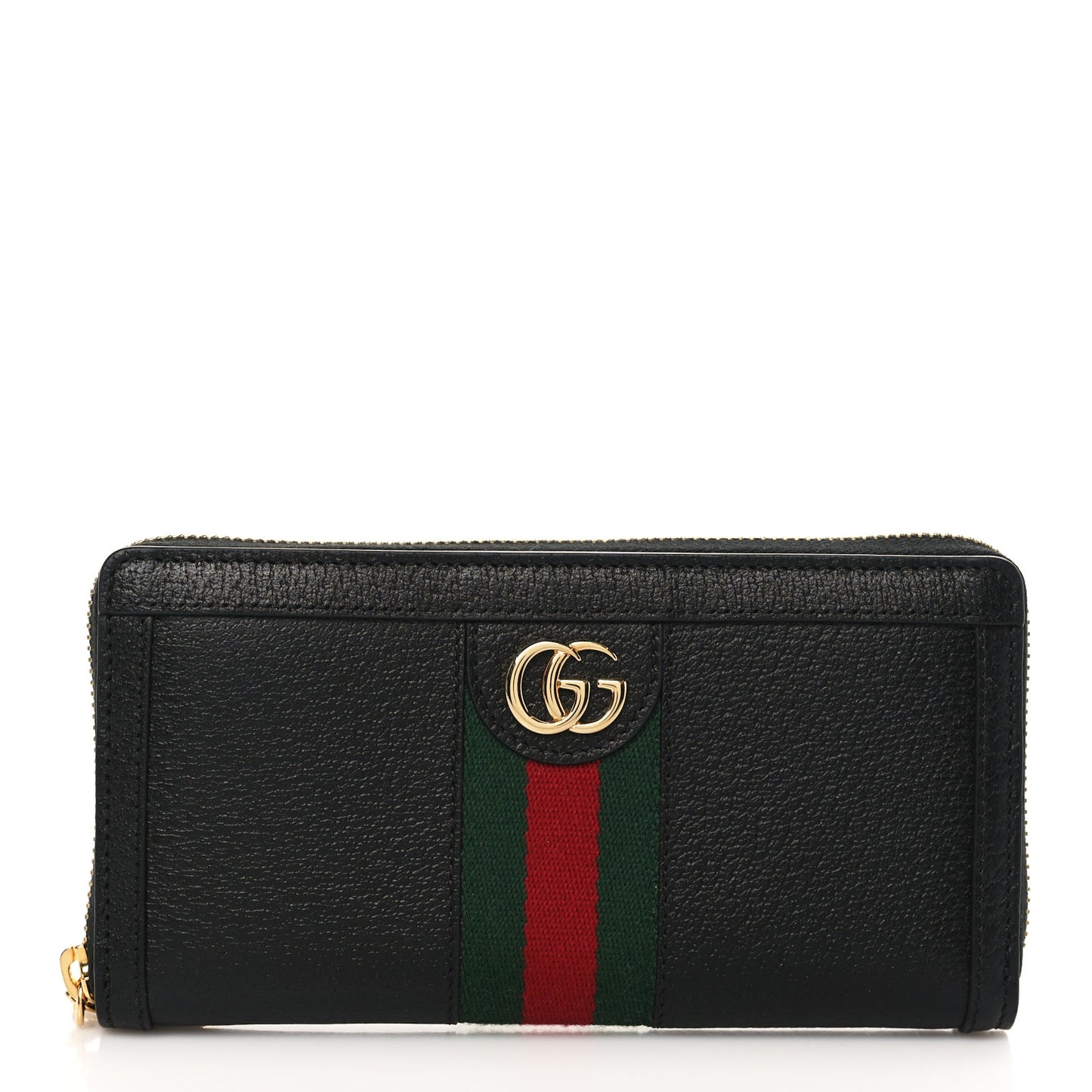 Calfskin Web Ophidia Zip Around Wallet Black
