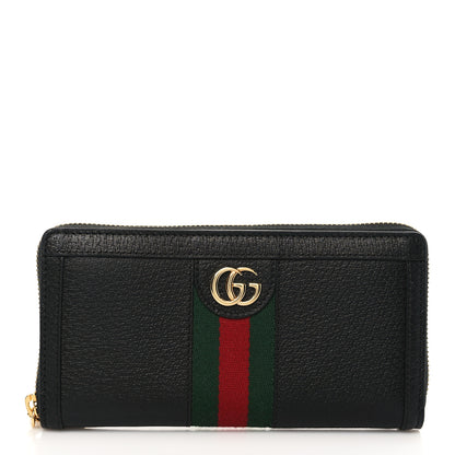 Gucci Calfskin Web Ophidia Zip Around Wallet Black 1 of 6