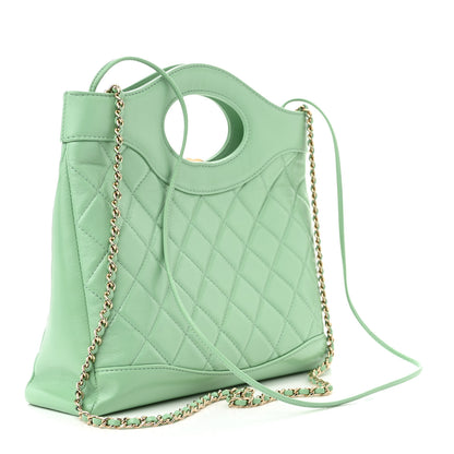 Chanel Shiny Lambskin Quilted Small 31 Shopping Bag Light Green 3 of 10