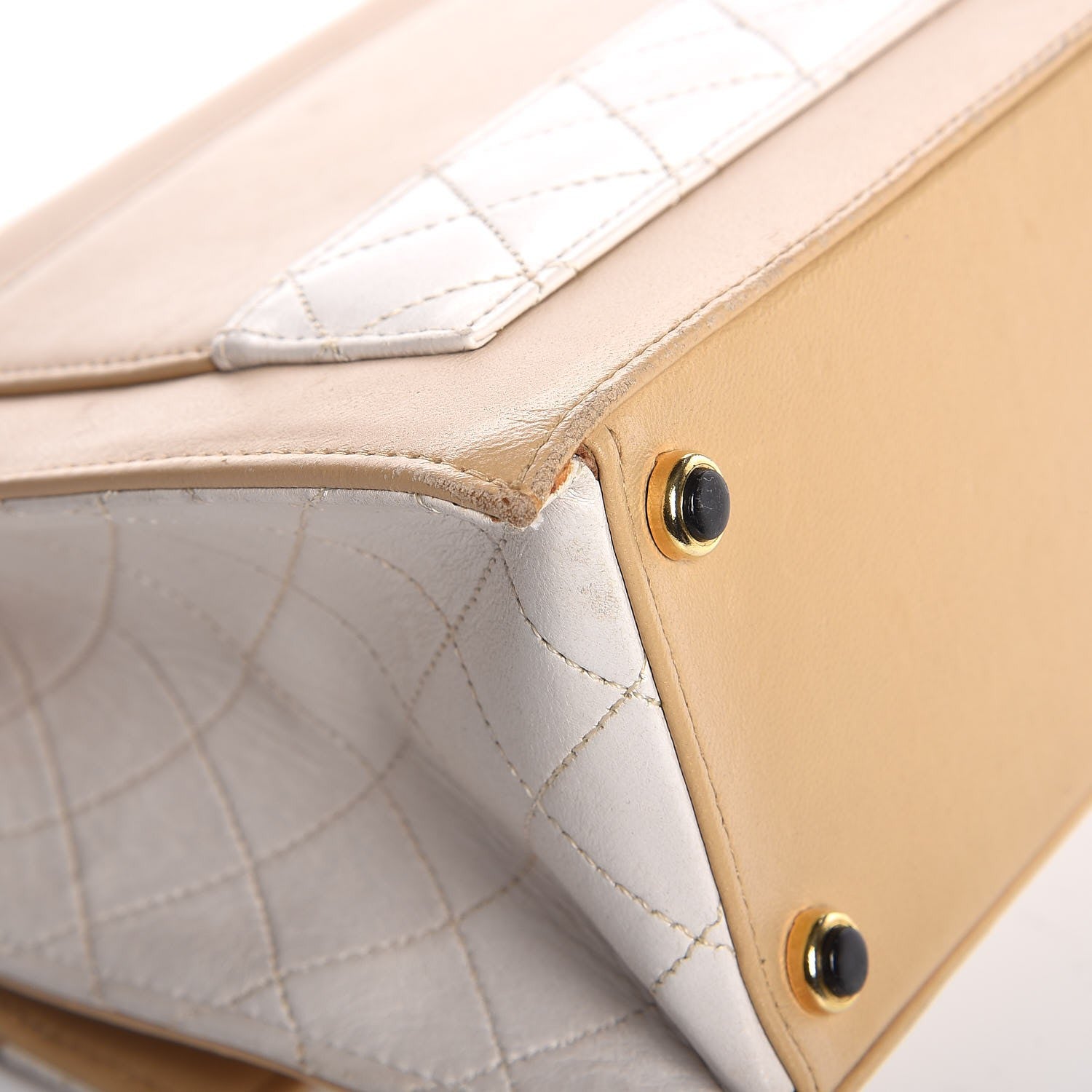Chanel Lambskin Quilted Trapezoid Shoulder Flap Bag Beige White 13 of 13