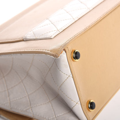 Chanel Lambskin Quilted Trapezoid Shoulder Flap Bag Beige White 13 of 13