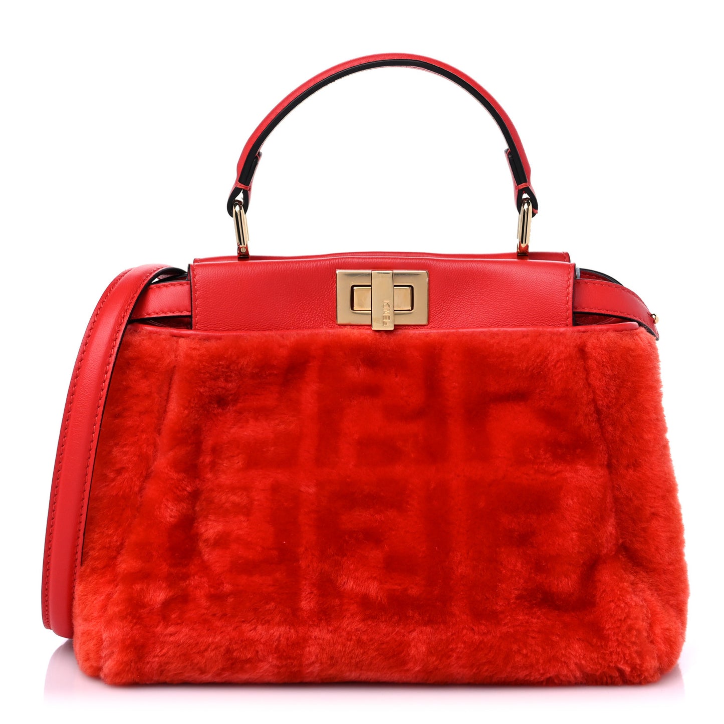 Shearling Nappa Macro FF 1974 Mini Peekaboo Iconic Satchel Tulipano Georgia Poppy