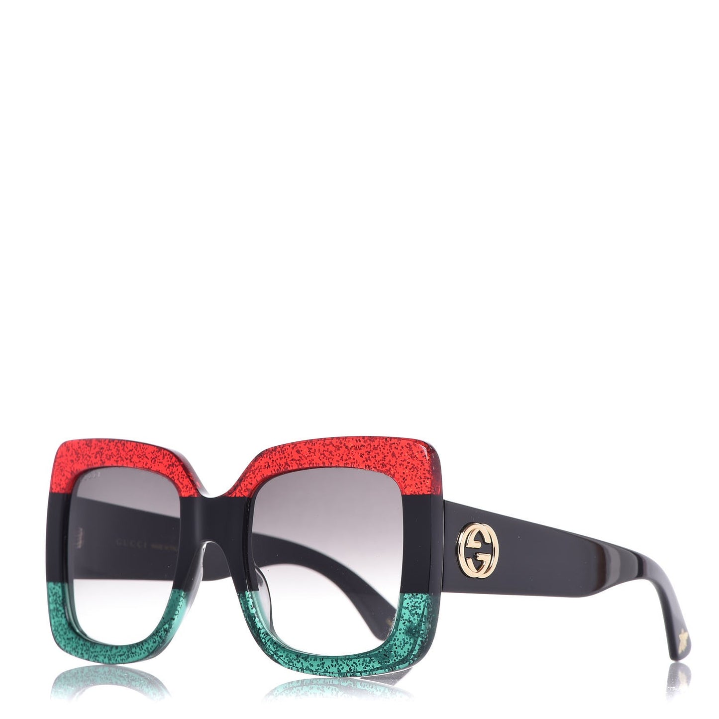 Square Frame GG0083S Sunglasses Glitter Red Black Green