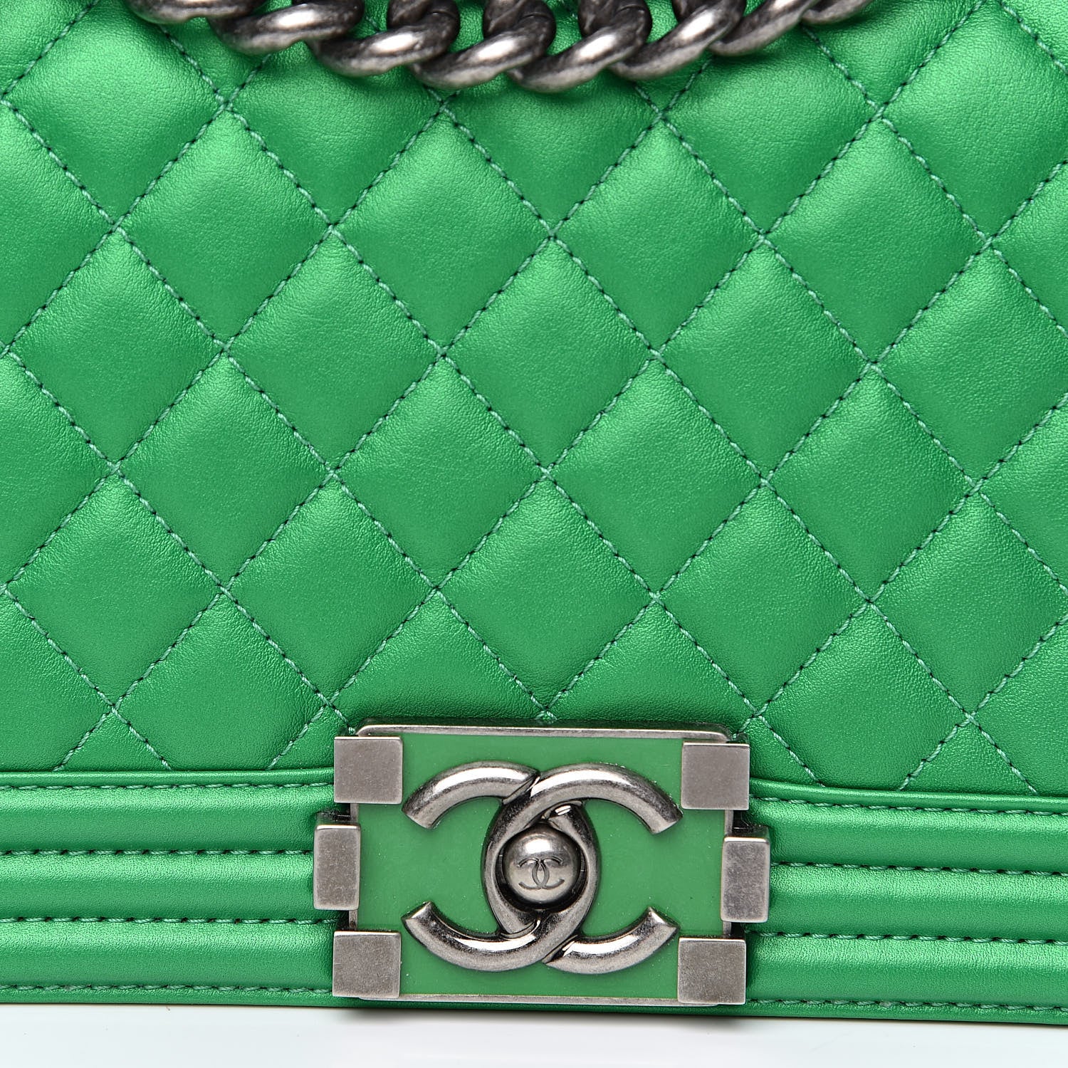 Chanel Metallic Calfskin Quilted Medium Boy Flap Green 11 of 11