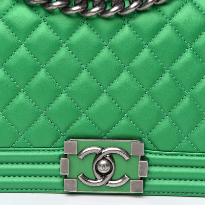 Chanel Metallic Calfskin Quilted Medium Boy Flap Green 11 of 11