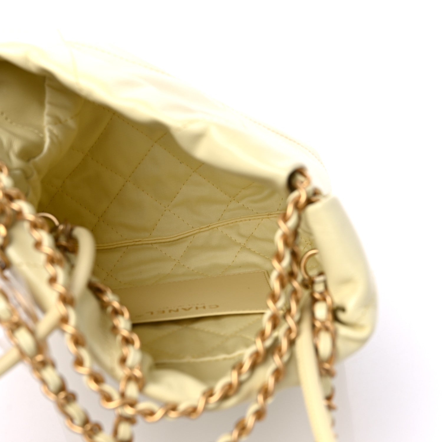 Chanel Shiny Calfskin Quilted Mini Chanel 22 Light Yellow 5 of 10