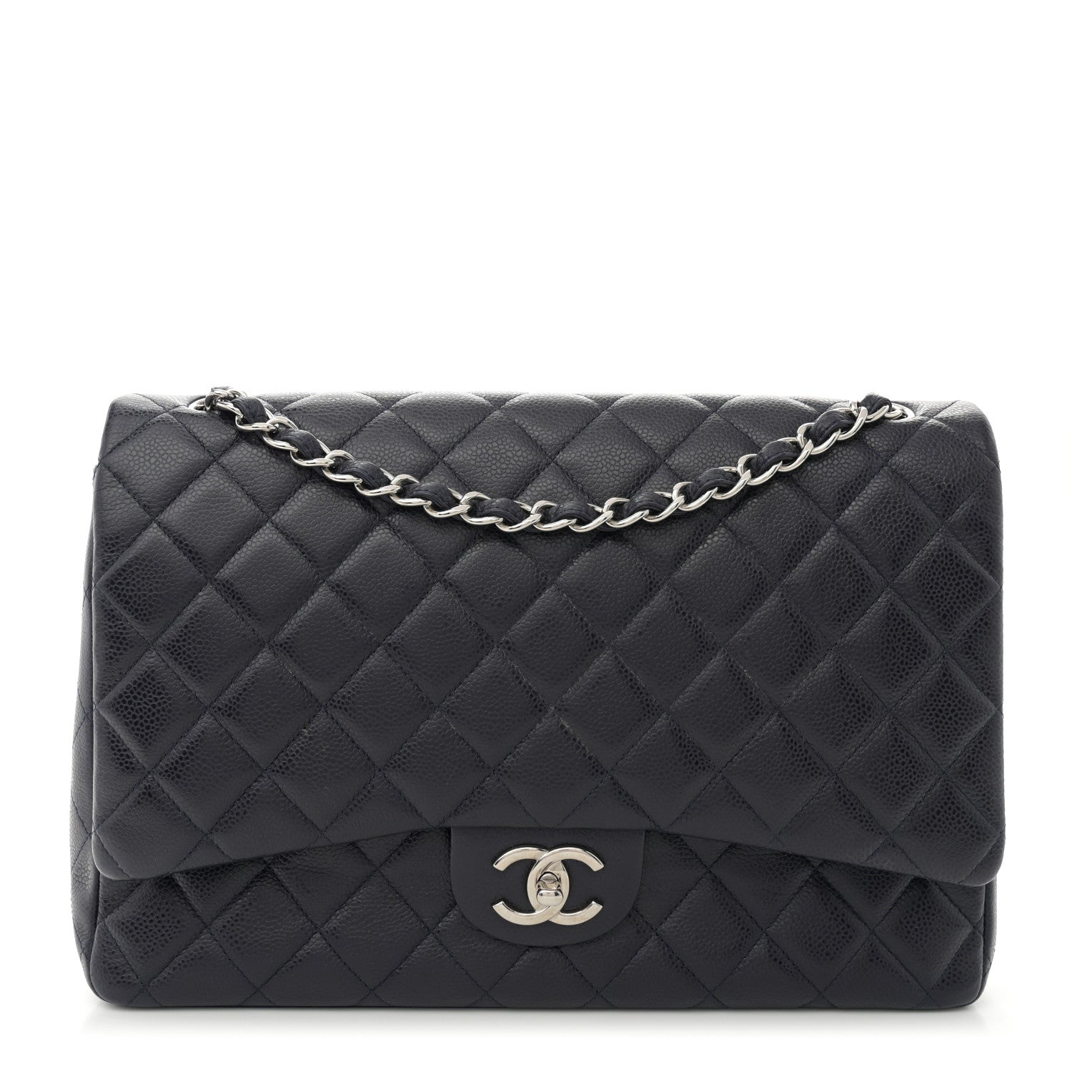 Chanel Caviar Quilted Maxi Double Flap Navy Blue 1 of 10
