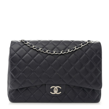 Chanel Caviar Quilted Maxi Double Flap Navy Blue 1 of 10