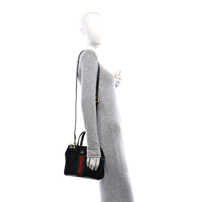 Gucci Textured Calfskin Web Small Ophidia Tote Bag Black 2 of 9