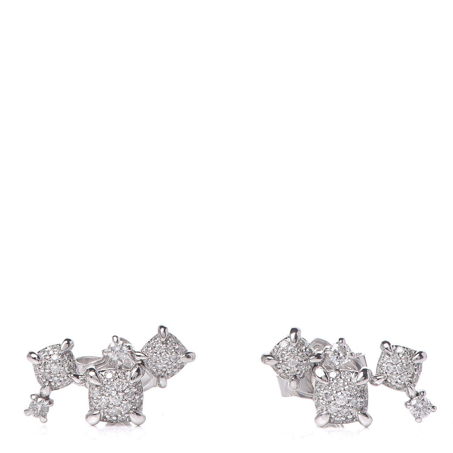 David Yurman 18K White Gold Diamond Precious Chatelaine Climber Earrings 1 of 5
