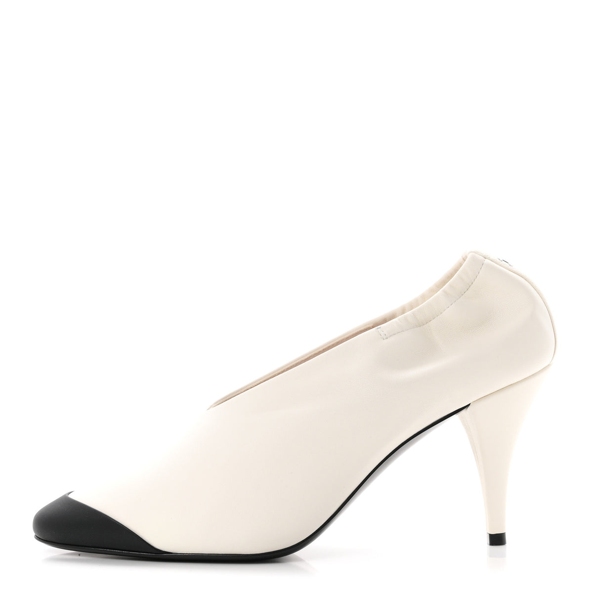 Chanel Lambskin Pumps 37 Ivory Black 1 of 10