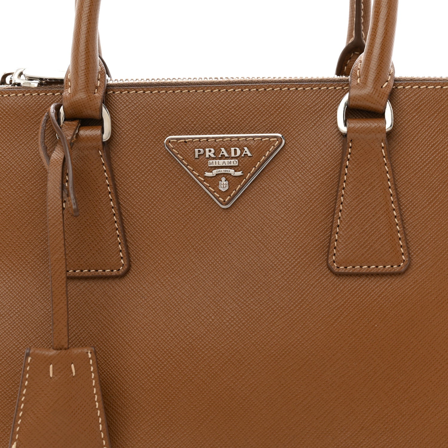 Prada Saffiano Lux Small Galleria Double Zip Tote Cannella Talco 8 of 10