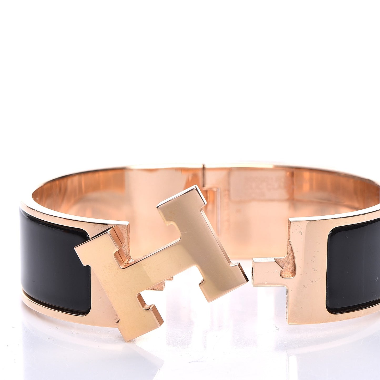Enamel Wide Clic Clac H Bracelet GM Black