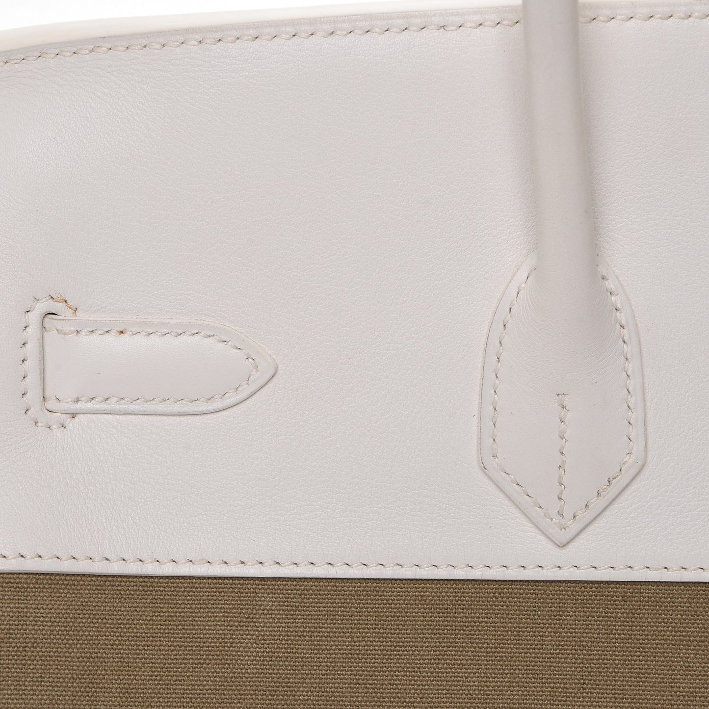 Swift Toile Birkin 35 Blanc Vert Miliatire
