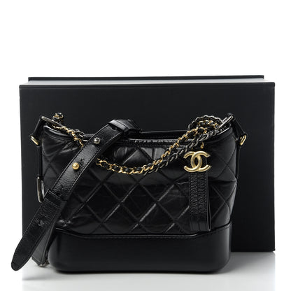 Chanel Aged Calfskin Quilted Small Gabrielle Hobo Black 11 of 11