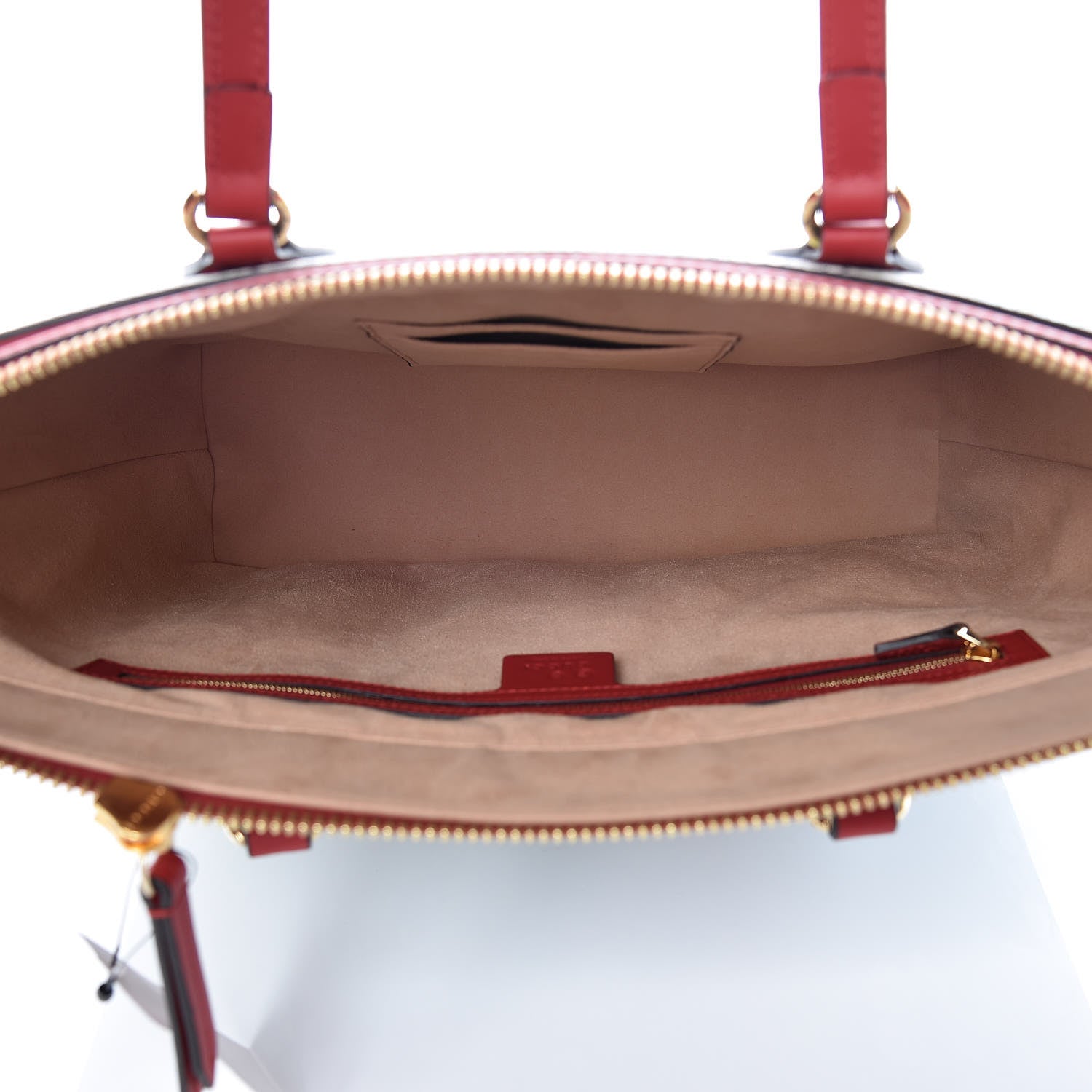 Gucci GG Supreme Monogram Blooms Medium Zippered Bucket Tote Beige Blue Navy Hibiscus Red 7 of 9