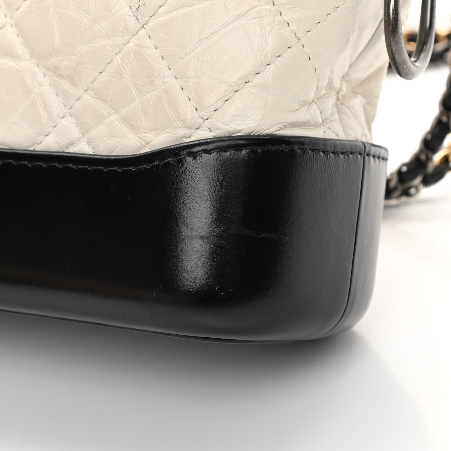 Chanel Aged Calfskin Quilted Small Gabrielle Hobo Black White 15 of 17