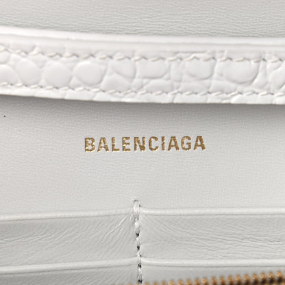 Balenciaga Shiny Calfskin Crocodile Embossed Hourglass Chain Bag White 6 of 10