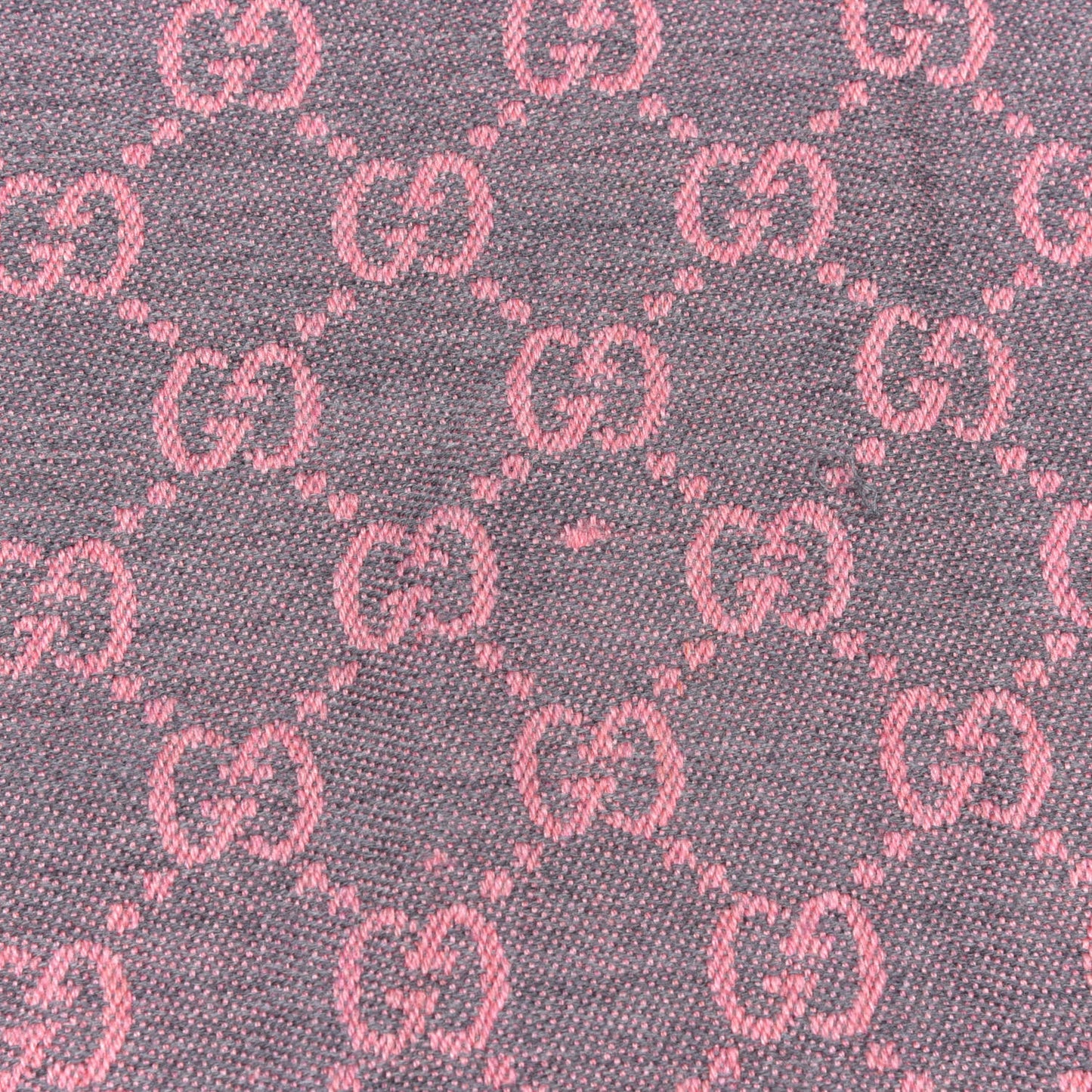 Wool Jacquard GG Monogram Sten Fringe Scarf Graphite Pink