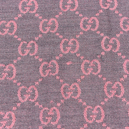 Gucci Wool Jacquard GG Monogram Sten Fringe Scarf Graphite Pink 7 of 10