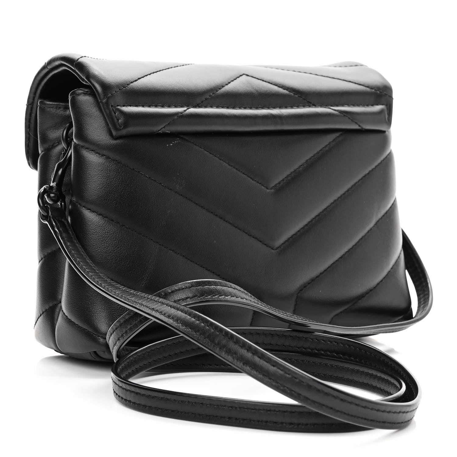 Saint Laurent Calfskin Y Quilted Monogram Monochrome Toy Loulou Crossbody Bag Black 3 of 11