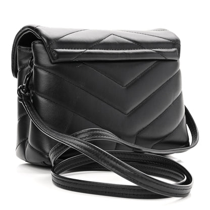 Saint Laurent Calfskin Y Quilted Monogram Monochrome Toy Loulou Crossbody Bag Black 3 of 11