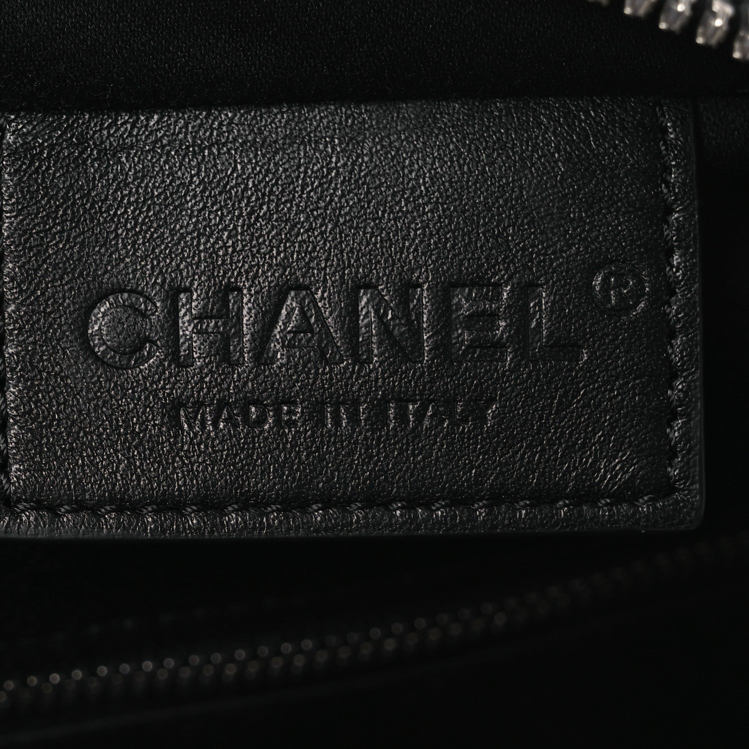 Chanel Canvas Calfskin Large Zippered Pouch Blue Black 6 of 10