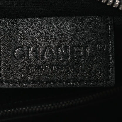 Chanel Canvas Calfskin Large Zippered Pouch Blue Black 6 of 10