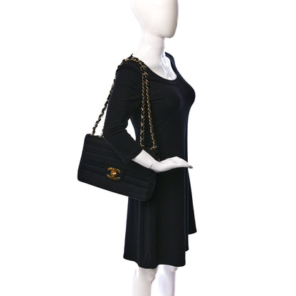 Chanel Jersey Horizontal Quilted Jumbo Single Flap Black 2 of 9
