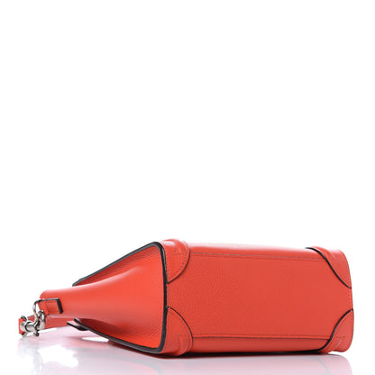 Celine Drummed Calfskin Nano Luggage Vermillion 4 of 12