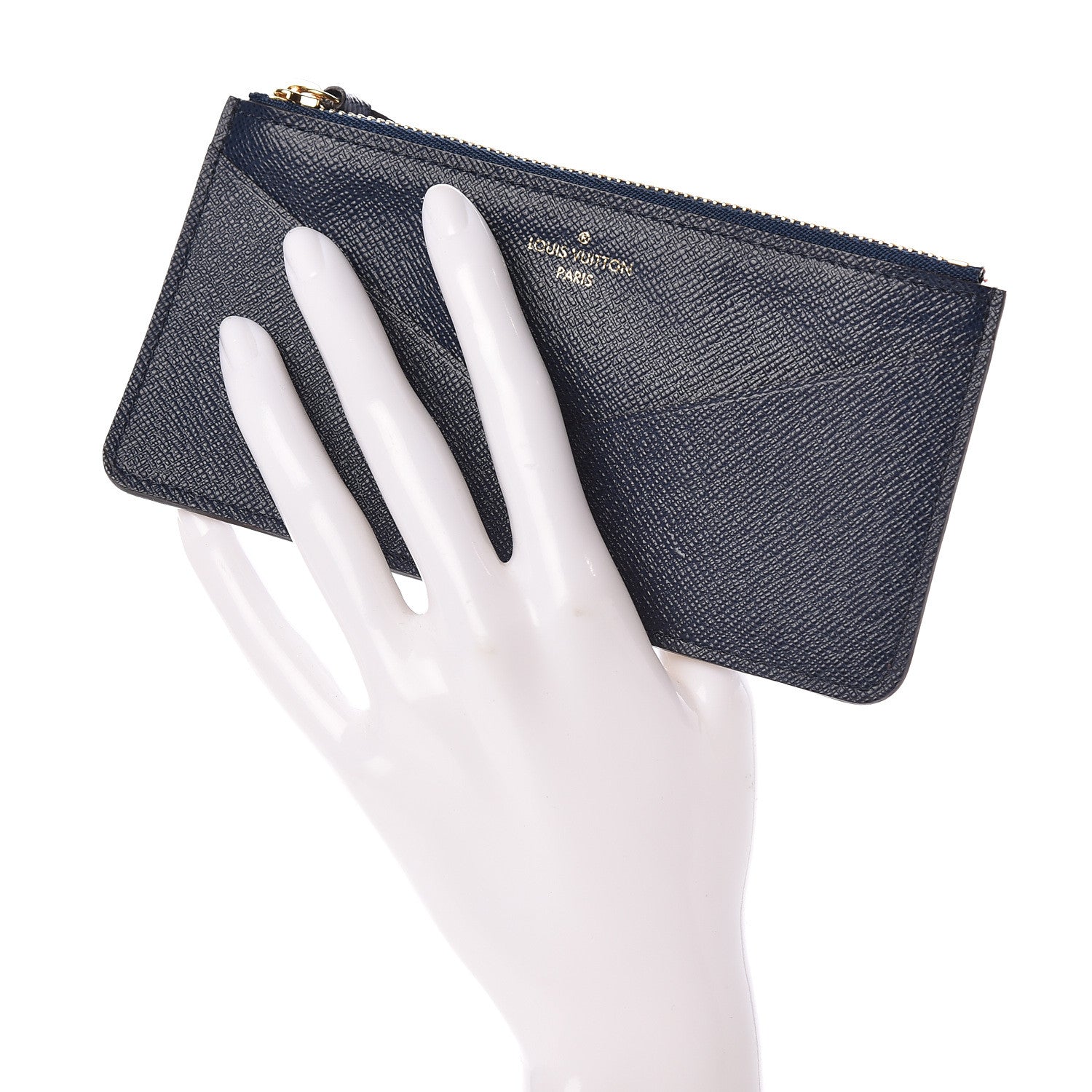 Louis Vuitton Calfskin Jeanne Wallet Zippered Insert Dark Blue 2 of 6