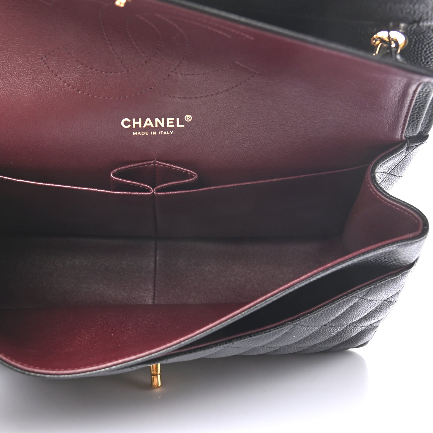 Caviar Quilted Jumbo Double Flap Black