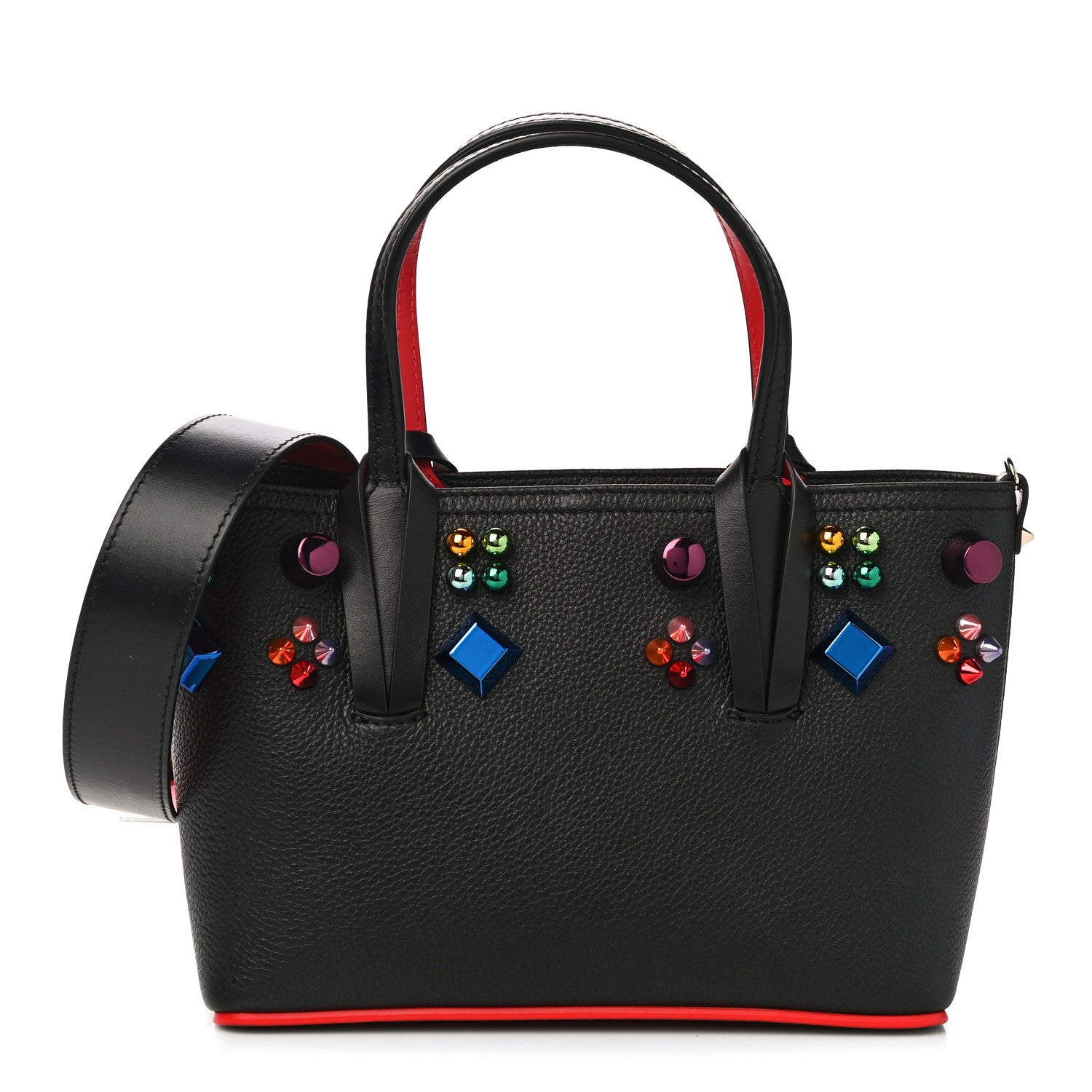 Christian Louboutin Calfskin Embellished Mini East West Cabata Tote Black 1 of 10