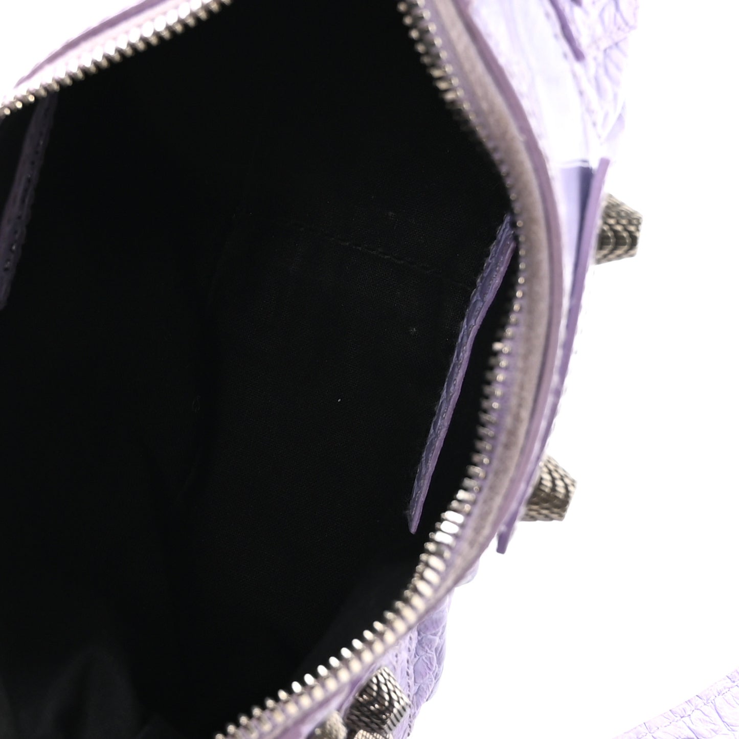 Extra Supple Calfskin Crocodile Embossed Le Cagole Shoulder Bag XS Lilac