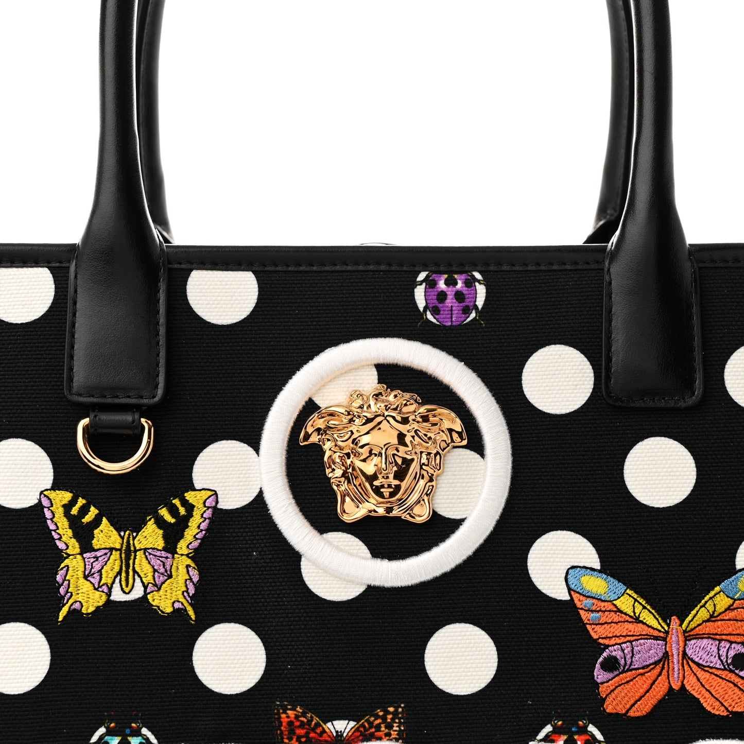 X Dua Lipa Canvas Calfskin Butterfly La Medusa Large Tote Black Multicolor
